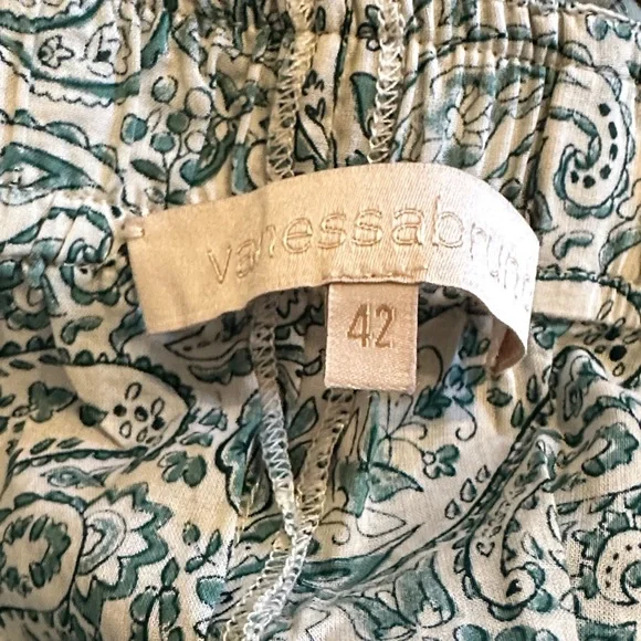 Vanessa Bruno Green Paisley Wide-Leg Pants - Picture 2 of 5